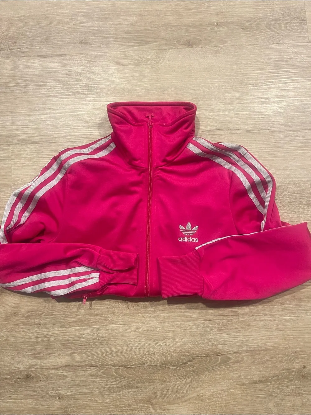 adidas Hot Pink Track Jacket with White 3-Stripes